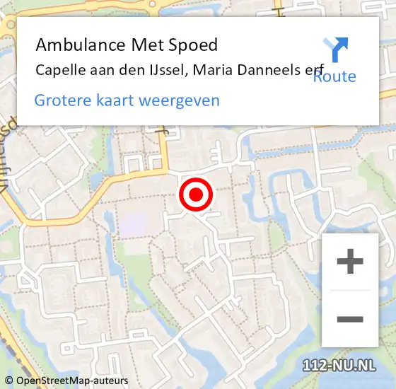 Locatie op kaart van de 112 melding: Ambulance Met Spoed Naar Capelle aan den IJssel, Maria Danneels erf op 27 mei 2024 13:04