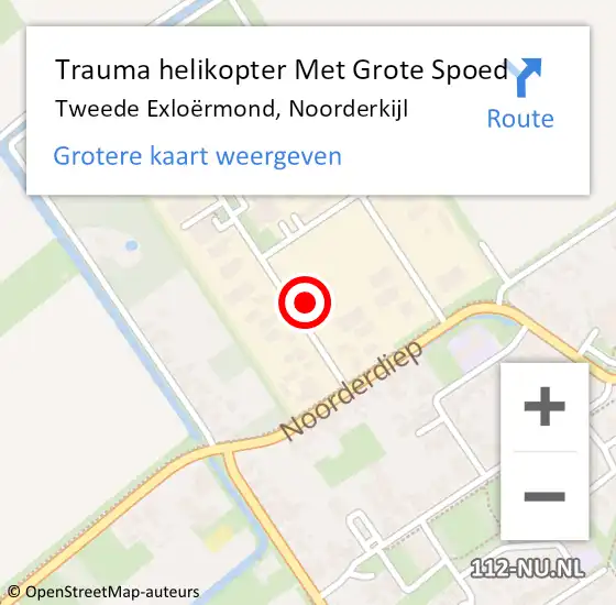 Locatie op kaart van de 112 melding: Trauma helikopter Met Grote Spoed Naar Tweede Exloërmond, Noorderkijl op 27 mei 2024 13:06