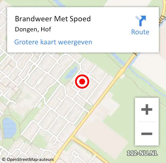 Locatie op kaart van de 112 melding: Brandweer Met Spoed Naar Dongen, Hof op 27 mei 2024 13:09