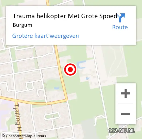 Locatie op kaart van de 112 melding: Trauma helikopter Met Grote Spoed Naar Burgum op 27 mei 2024 13:22