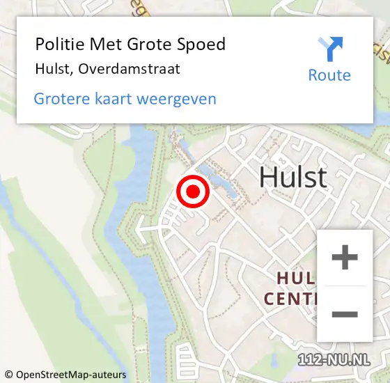 Locatie op kaart van de 112 melding: Politie Met Grote Spoed Naar Hulst, Overdamstraat op 27 mei 2024 13:29