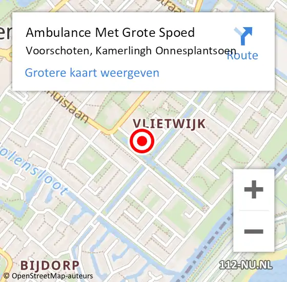 Locatie op kaart van de 112 melding: Ambulance Met Grote Spoed Naar Voorschoten, Kamerlingh Onnesplantsoen op 27 mei 2024 13:32