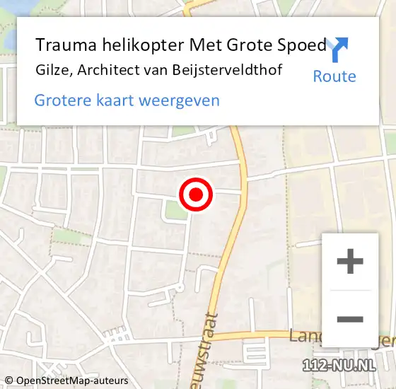 Locatie op kaart van de 112 melding: Trauma helikopter Met Grote Spoed Naar Gilze, Architect van Beijsterveldthof op 27 mei 2024 14:01