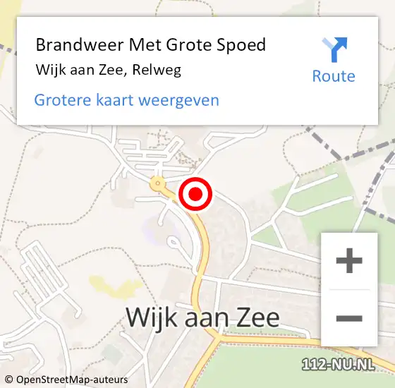 Locatie op kaart van de 112 melding: Brandweer Met Grote Spoed Naar Wijk aan Zee, Relweg op 27 mei 2024 14:03