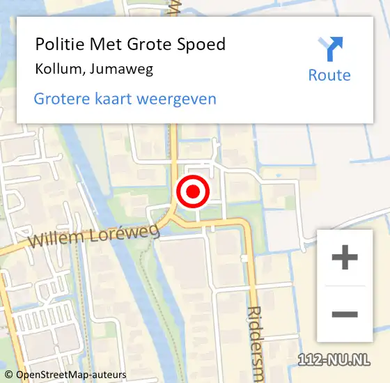 Locatie op kaart van de 112 melding: Politie Met Grote Spoed Naar Kollum, Jumaweg op 27 mei 2024 14:04