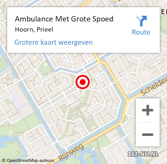 Locatie op kaart van de 112 melding: Ambulance Met Grote Spoed Naar Hoorn, Prieel op 27 mei 2024 14:07