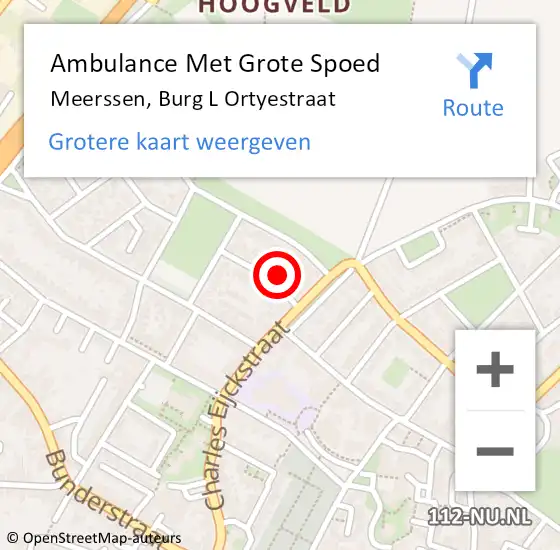 Locatie op kaart van de 112 melding: Ambulance Met Grote Spoed Naar Meerssen, Burg L Ortyestraat op 7 oktober 2014 12:04