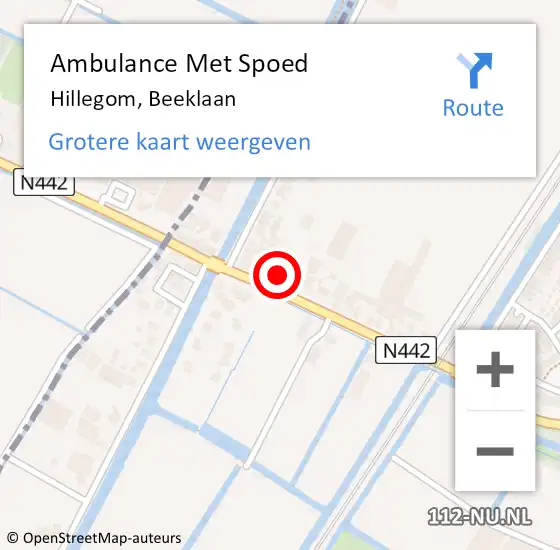 Locatie op kaart van de 112 melding: Ambulance Met Spoed Naar Hillegom, Beeklaan op 27 mei 2024 14:18