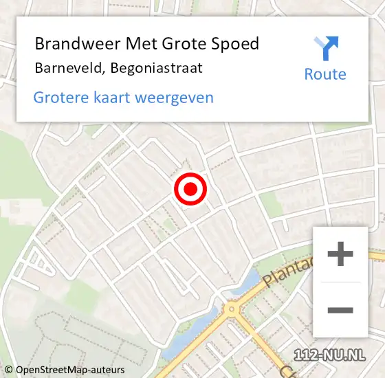 Locatie op kaart van de 112 melding: Brandweer Met Grote Spoed Naar Barneveld, Begoniastraat op 27 mei 2024 14:20