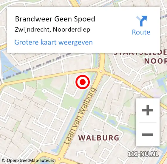 Locatie op kaart van de 112 melding: Brandweer Geen Spoed Naar Zwijndrecht, Noorderdiep op 27 mei 2024 14:30