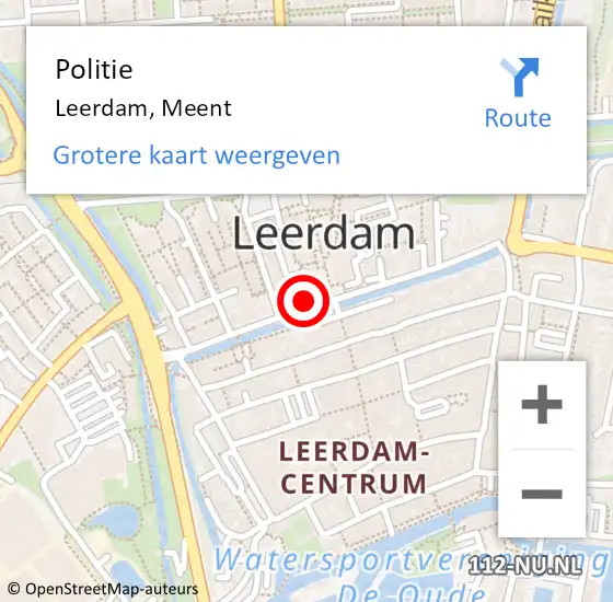 Locatie op kaart van de 112 melding: Politie Leerdam, Meent op 27 mei 2024 14:33