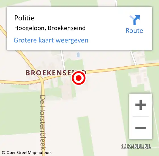 Locatie op kaart van de 112 melding: Politie Hoogeloon, Broekenseind op 27 mei 2024 14:36