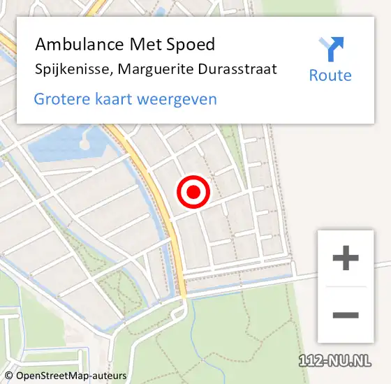 Locatie op kaart van de 112 melding: Ambulance Met Spoed Naar Spijkenisse, Marguerite Durasstraat op 27 mei 2024 14:46