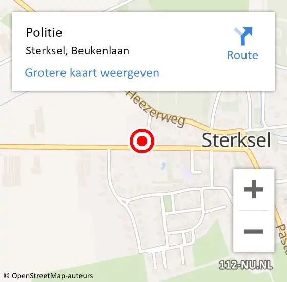 Locatie op kaart van de 112 melding: Politie Sterksel, Beukenlaan op 27 mei 2024 15:03