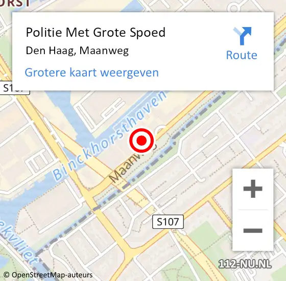 Locatie op kaart van de 112 melding: Politie Met Grote Spoed Naar Den Haag, Maanweg op 27 mei 2024 15:31