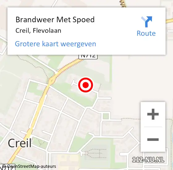 Locatie op kaart van de 112 melding: Brandweer Met Spoed Naar Creil, Flevolaan op 27 mei 2024 15:42