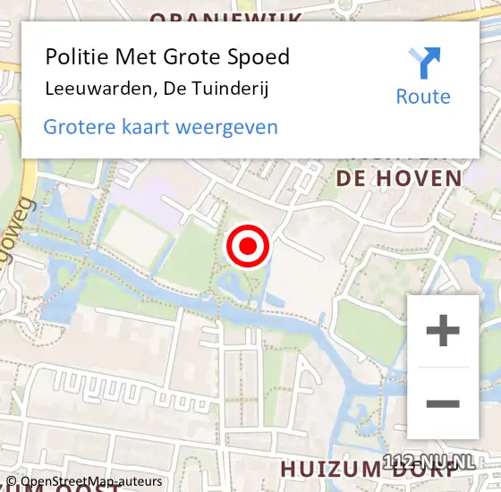 Locatie op kaart van de 112 melding: Politie Met Grote Spoed Naar Leeuwarden, De Tuinderij op 27 mei 2024 15:53