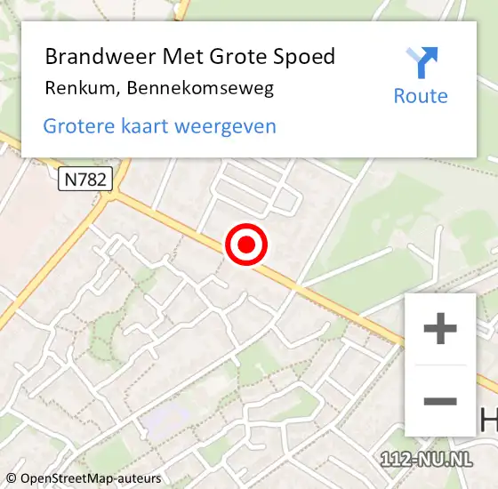 Locatie op kaart van de 112 melding: Brandweer Met Grote Spoed Naar Renkum, Bennekomseweg op 27 mei 2024 15:53