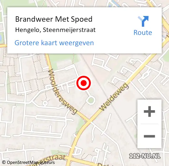 Locatie op kaart van de 112 melding: Brandweer Met Spoed Naar Hengelo, Steenmeijerstraat op 27 mei 2024 15:57