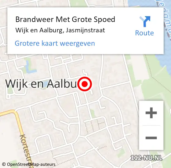 Locatie op kaart van de 112 melding: Brandweer Met Grote Spoed Naar Wijk en Aalburg, Jasmijnstraat op 27 mei 2024 16:04