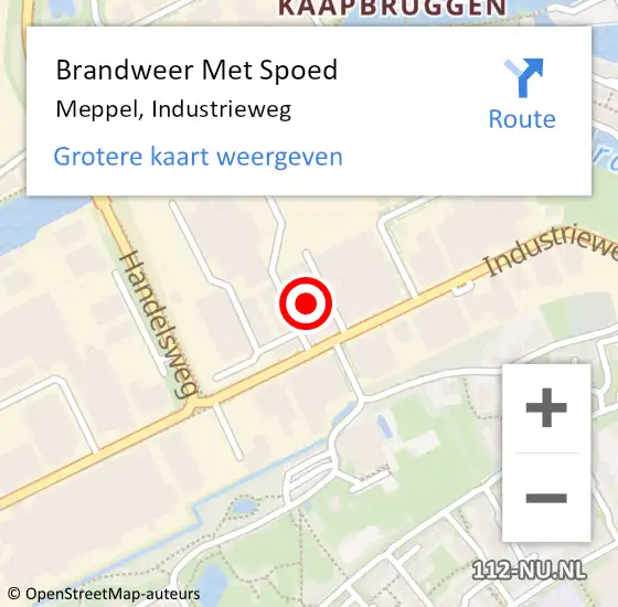 Locatie op kaart van de 112 melding: Brandweer Met Spoed Naar Meppel, Industrieweg op 27 mei 2024 16:05