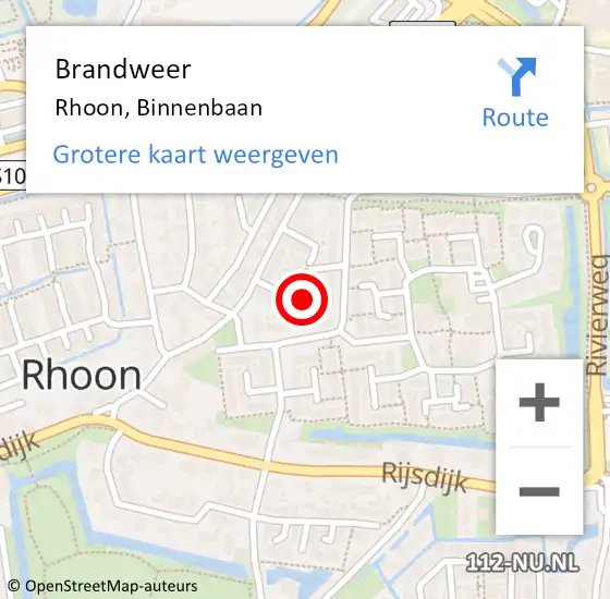 Locatie op kaart van de 112 melding: Brandweer Rhoon, Binnenbaan op 27 mei 2024 16:12