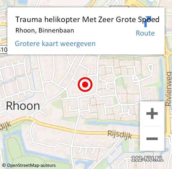 Locatie op kaart van de 112 melding: Trauma helikopter Met Zeer Grote Spoed Naar Rhoon, Binnenbaan op 27 mei 2024 16:13