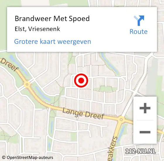 Locatie op kaart van de 112 melding: Brandweer Met Spoed Naar Elst, Vriesenenk op 27 mei 2024 16:18