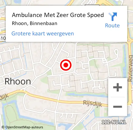 Locatie op kaart van de 112 melding: Ambulance Met Zeer Grote Spoed Naar Rhoon, Binnenbaan op 27 mei 2024 16:19