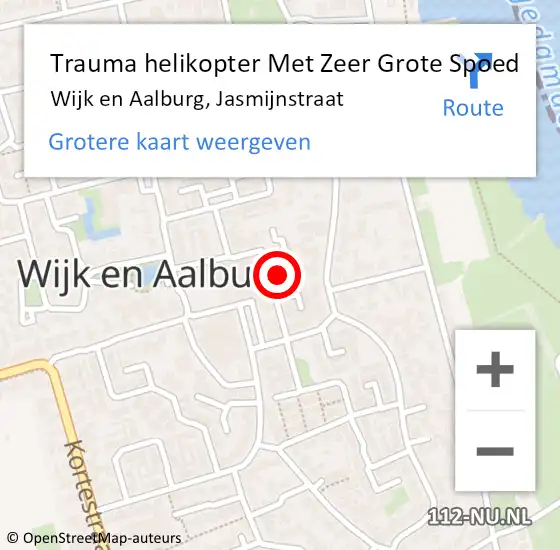 Locatie op kaart van de 112 melding: Trauma helikopter Met Zeer Grote Spoed Naar Wijk en Aalburg, Jasmijnstraat op 27 mei 2024 16:21