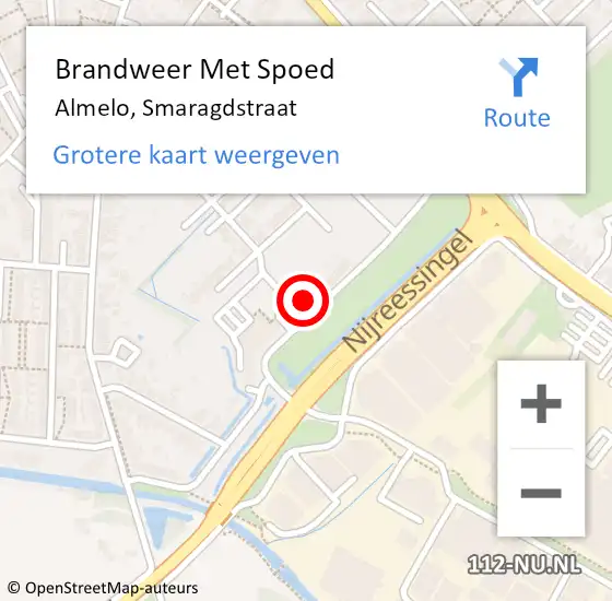 Locatie op kaart van de 112 melding: Brandweer Met Spoed Naar Almelo, Smaragdstraat op 27 mei 2024 16:21