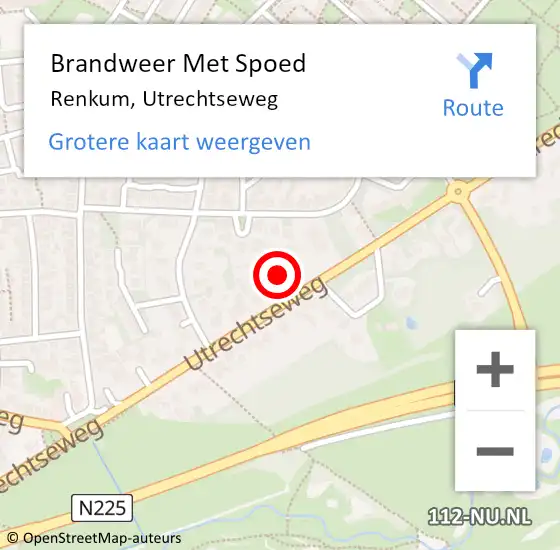 Locatie op kaart van de 112 melding: Brandweer Met Spoed Naar Renkum, Utrechtseweg op 27 mei 2024 16:22