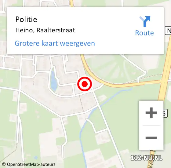 Locatie op kaart van de 112 melding: Politie Heino, Raalterstraat op 27 mei 2024 16:37