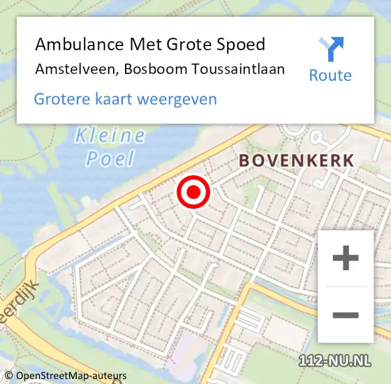 Locatie op kaart van de 112 melding: Ambulance Met Grote Spoed Naar Amstelveen, Bosboom Toussaintlaan op 27 mei 2024 16:42