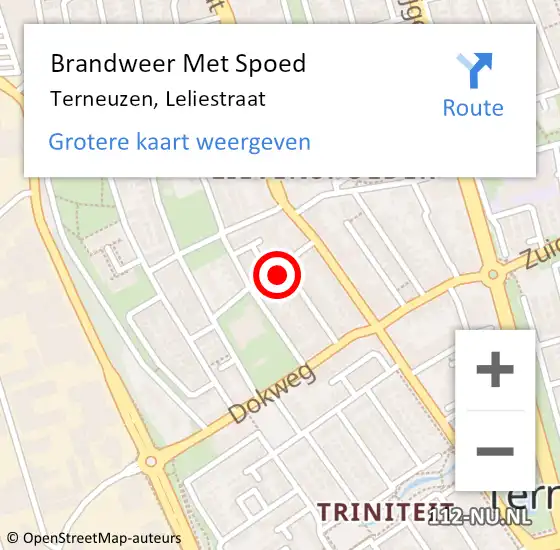 Locatie op kaart van de 112 melding: Brandweer Met Spoed Naar Terneuzen, Leliestraat op 27 mei 2024 16:45