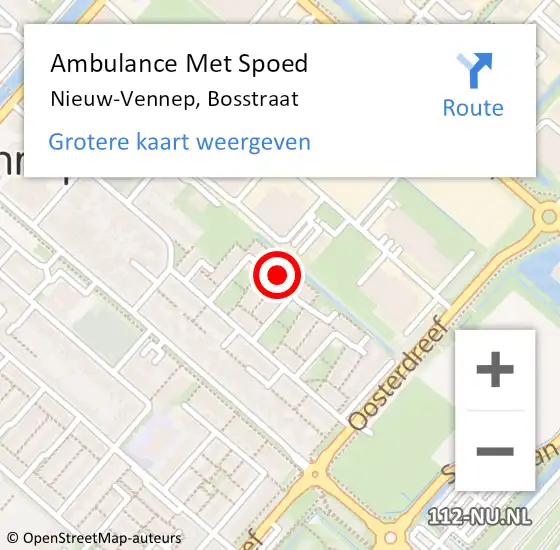 Locatie op kaart van de 112 melding: Ambulance Met Spoed Naar Nieuw-Vennep, Bosstraat op 27 mei 2024 16:47