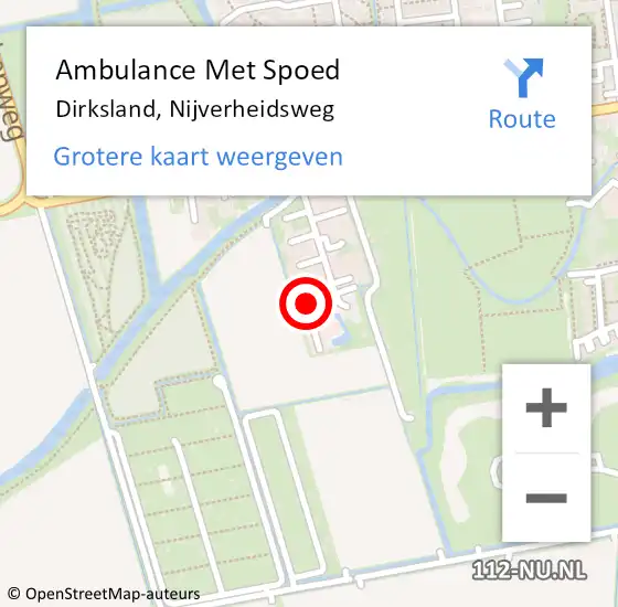 Locatie op kaart van de 112 melding: Ambulance Met Spoed Naar Dirksland, Nijverheidsweg op 27 mei 2024 16:48