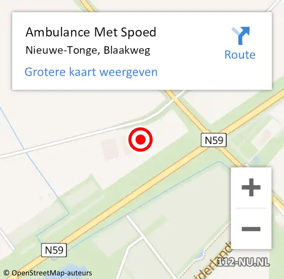 Locatie op kaart van de 112 melding: Ambulance Met Spoed Naar Nieuwe-Tonge, Blaakweg op 27 mei 2024 16:48