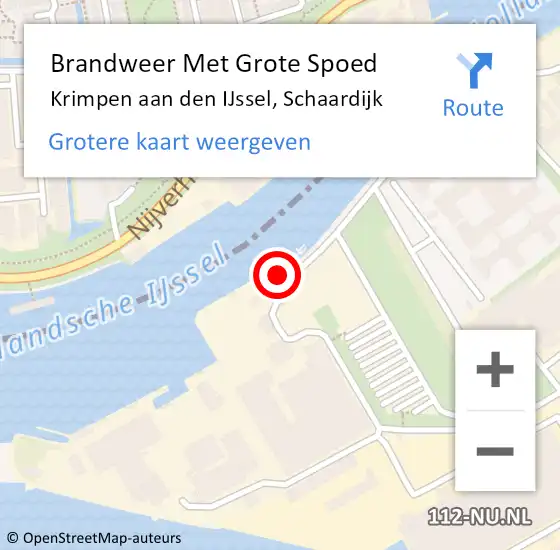 Locatie op kaart van de 112 melding: Brandweer Met Grote Spoed Naar Krimpen aan den IJssel, Schaardijk op 27 mei 2024 16:48