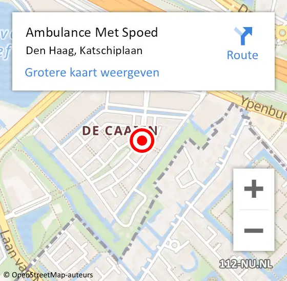 Locatie op kaart van de 112 melding: Ambulance Met Spoed Naar Den Haag, Katschiplaan op 27 mei 2024 16:53