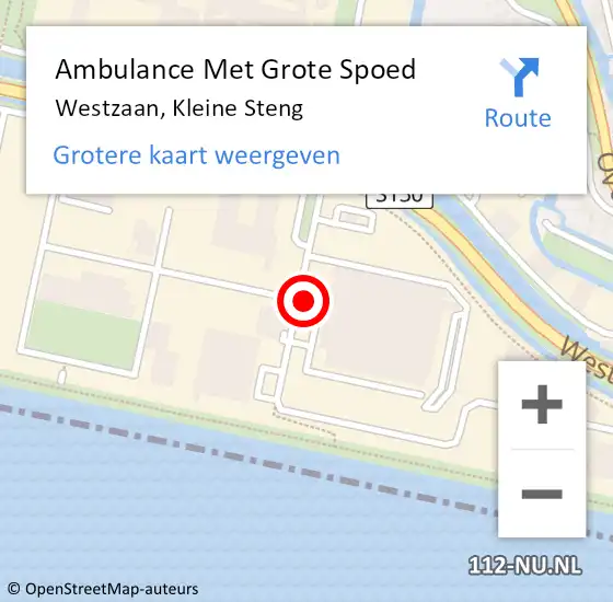 Locatie op kaart van de 112 melding: Ambulance Met Grote Spoed Naar Westzaan, Kleine Steng op 27 mei 2024 17:03