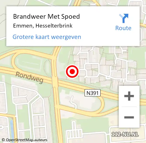 Locatie op kaart van de 112 melding: Brandweer Met Spoed Naar Emmen, Hesselterbrink op 27 mei 2024 17:06