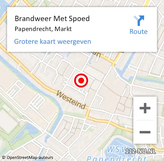 Locatie op kaart van de 112 melding: Brandweer Met Spoed Naar Papendrecht, Markt op 27 mei 2024 17:10