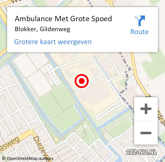 Locatie op kaart van de 112 melding: Ambulance Met Grote Spoed Naar Blokker, Gildenweg op 27 mei 2024 17:14