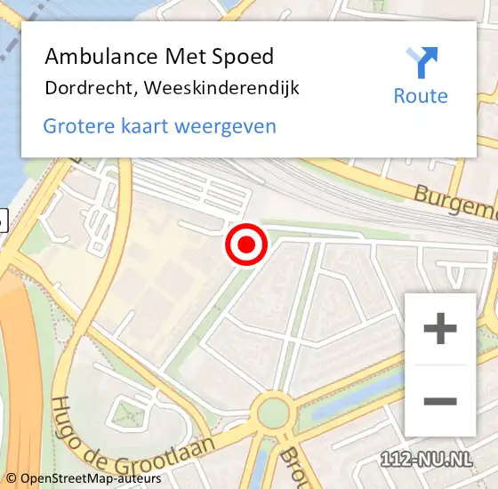 Locatie op kaart van de 112 melding: Ambulance Met Spoed Naar Dordrecht, Weeskinderendijk op 27 mei 2024 17:17