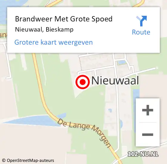 Locatie op kaart van de 112 melding: Brandweer Met Grote Spoed Naar Nieuwaal, Bieskamp op 27 mei 2024 17:24