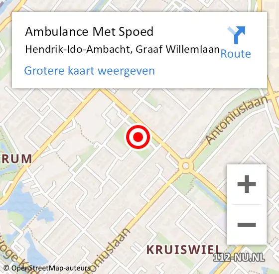 Locatie op kaart van de 112 melding: Ambulance Met Spoed Naar Hendrik-Ido-Ambacht, Graaf Willemlaan op 27 mei 2024 17:31