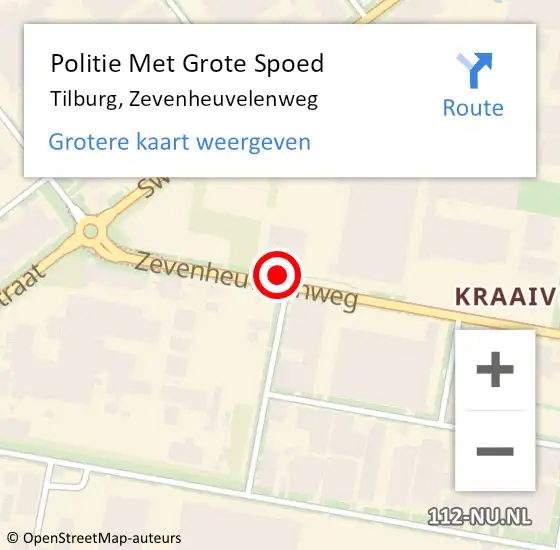 Locatie op kaart van de 112 melding: Politie Met Grote Spoed Naar Tilburg, Zevenheuvelenweg op 27 mei 2024 17:32