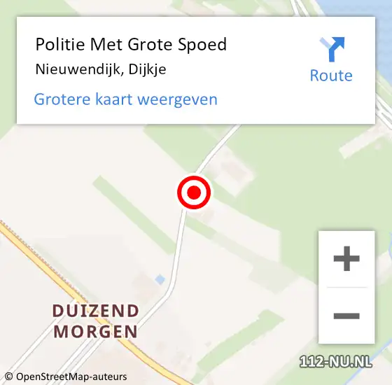 Locatie op kaart van de 112 melding: Politie Met Grote Spoed Naar Nieuwendijk, Dijkje op 27 mei 2024 17:32