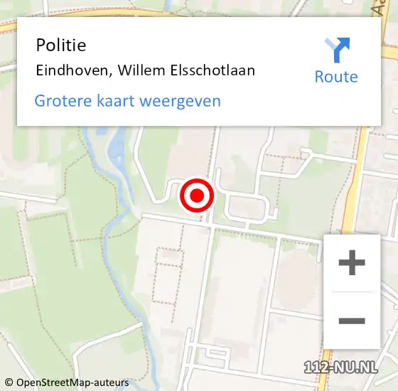 Locatie op kaart van de 112 melding: Politie Eindhoven, Willem Elsschotlaan op 27 mei 2024 17:51